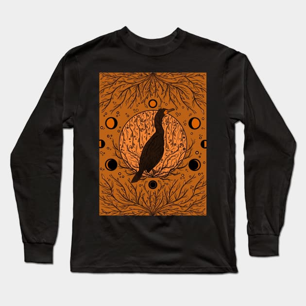 Cormorant Long Sleeve T-Shirt by Brown Bear Healing